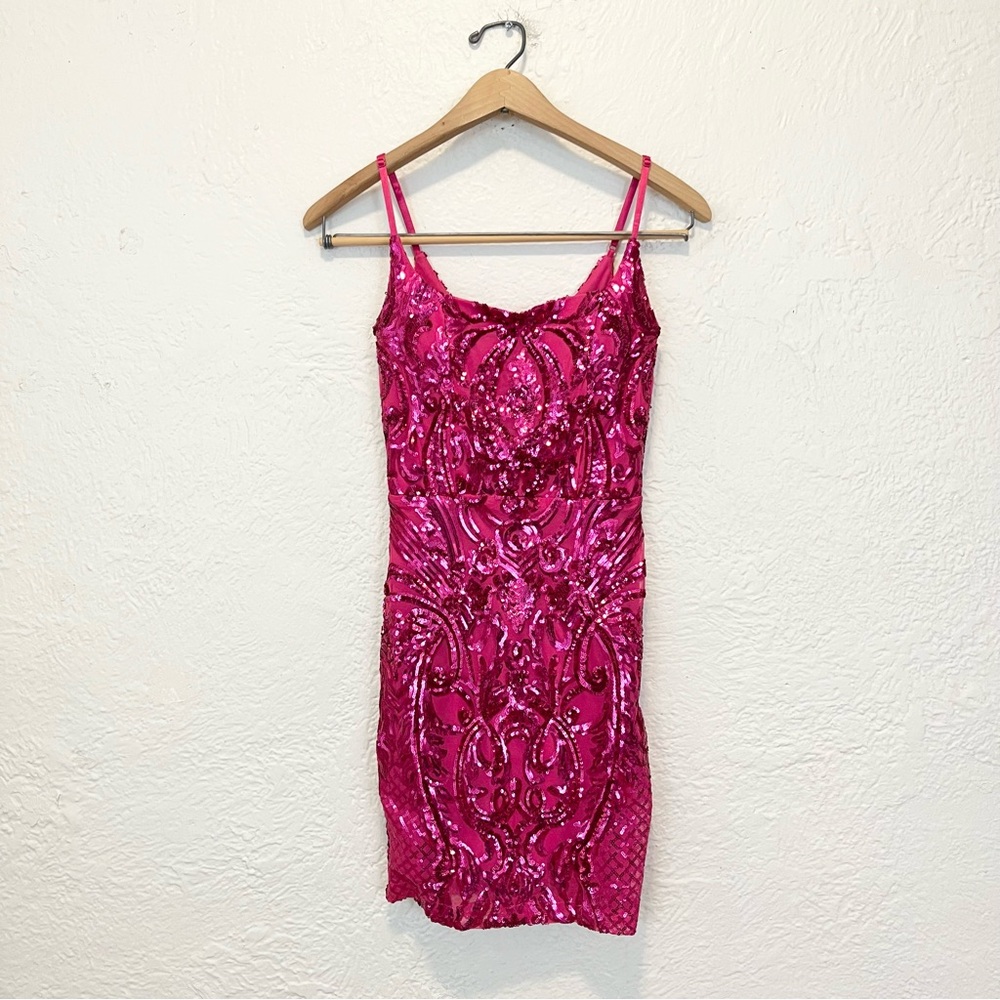 Windsor Dress Pink Sequin Mesh Prom HoCo Party XS Ashley - Picture 2 of 7